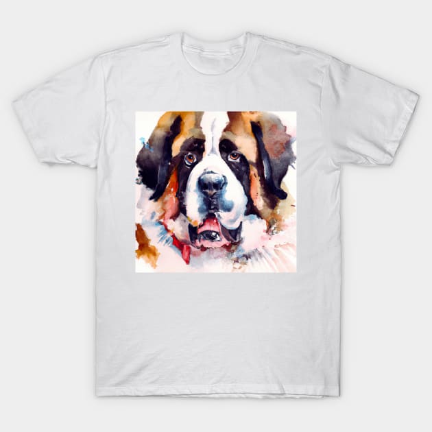 Saint Bernhardog Watercolor Painting - Dog Lover Gifts T-Shirt by Edd Paint Something